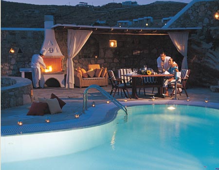 Mykonos Grand Hotel - Swimming Pool Night View